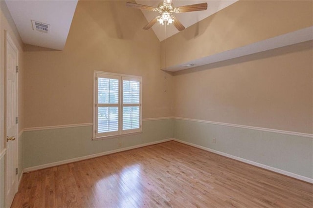 516 Turner Rd, Concord, GA 30206 - spare room featuring wood finished floors, a ceiling fan, baseboards, and high vaulted ceiling