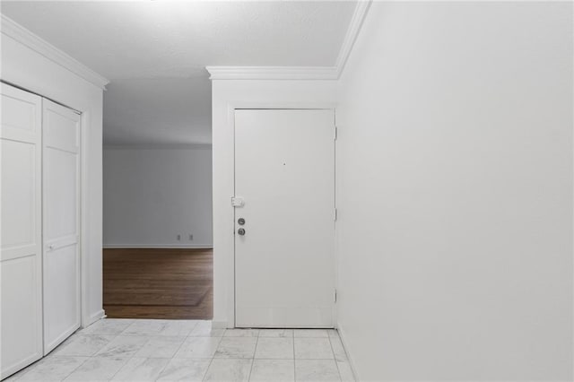 hallway with ornamental molding