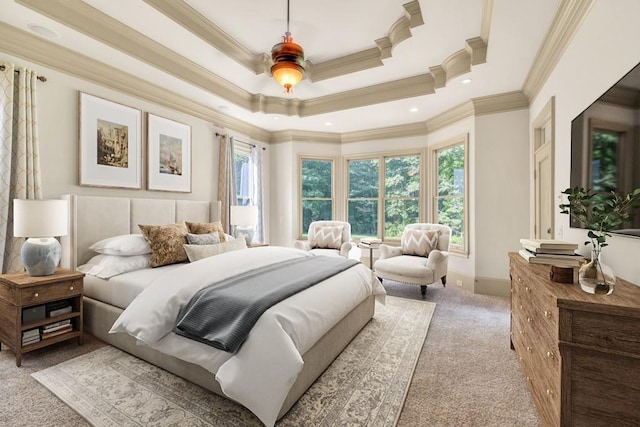 9145 Greenway Ct, Gainesville, GA 30506 - bedroom with carpet, ornamental molding, baseboards, and a tray ceiling