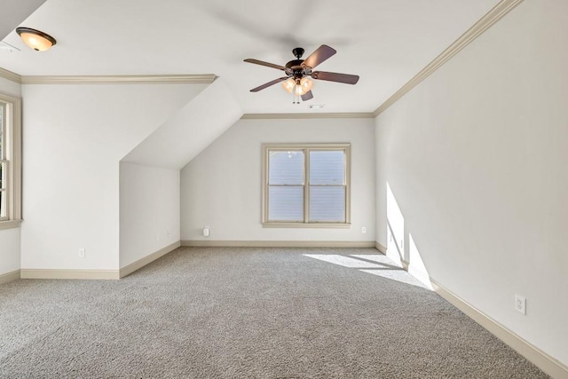 9145 Greenway Ct, Gainesville, GA 30506 - additional living space featuring carpet flooring, baseboards, a ceiling fan, and vaulted ceiling