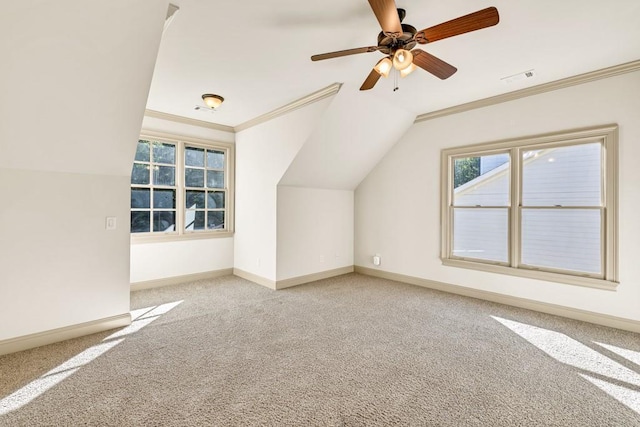 9145 Greenway Ct, Gainesville, GA 30506 - additional living space featuring carpet, baseboards, vaulted ceiling, and ceiling fan