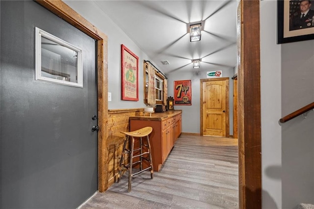 hall featuring light wood-type flooring