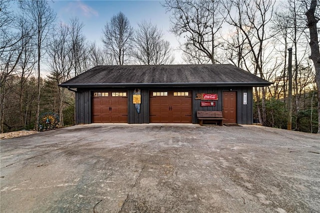 view of garage