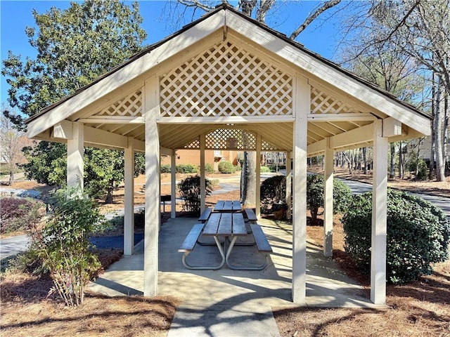 exterior space with a gazebo