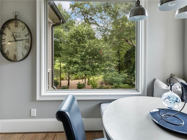 dining room with wood-type flooring