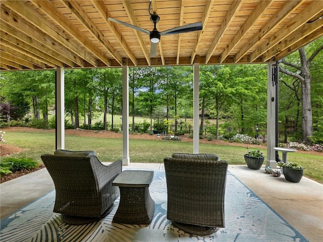 view of patio / terrace with ceiling fan