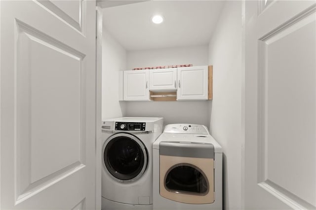 185 Lee Path, Acworth, GA 30102 - laundry area with separate washer and dryer, cabinet space, and recessed lighting