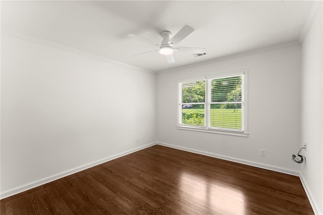 185 Lee Path, Acworth, GA 30102 - unfurnished room featuring ornamental molding, ceiling fan, and dark wood-style flooring