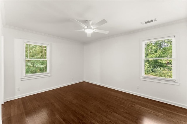 185 Lee Path, Acworth, GA 30102 - spare room with dark wood-style floors, crown molding, and ceiling fan