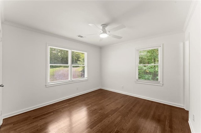 185 Lee Path, Acworth, GA 30102 - spare room with healthy amount of natural light, dark wood finished floors, a ceiling fan, and crown molding
