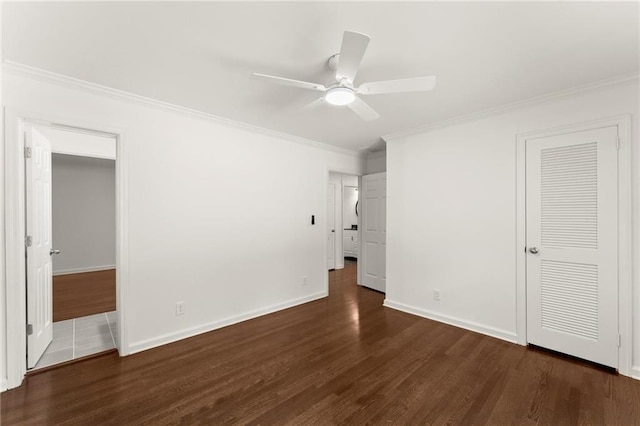 185 Lee Path, Acworth, GA 30102 - unfurnished bedroom featuring wood finished floors, crown molding, and a ceiling fan