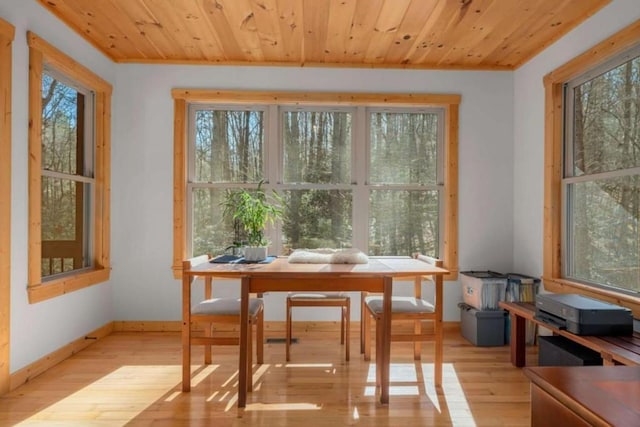 interior space featuring wood ceiling and plenty of natural light