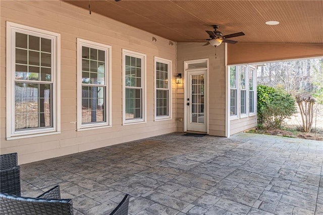 view of patio / terrace with ceiling fan