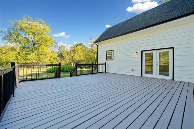 wooden deck with french doors