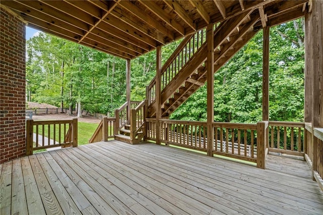 wooden terrace with stairway