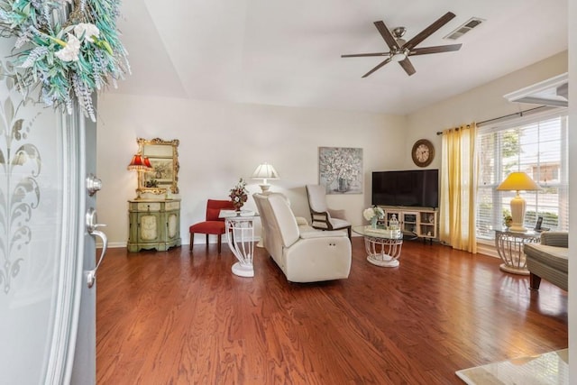 119 Holiday Rd, Unit Buford, GA 30518 - living room featuring a ceiling fan and wood finished floors