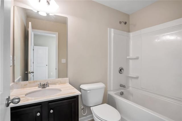 full bathroom featuring vanity, shower / bathtub combination, and toilet