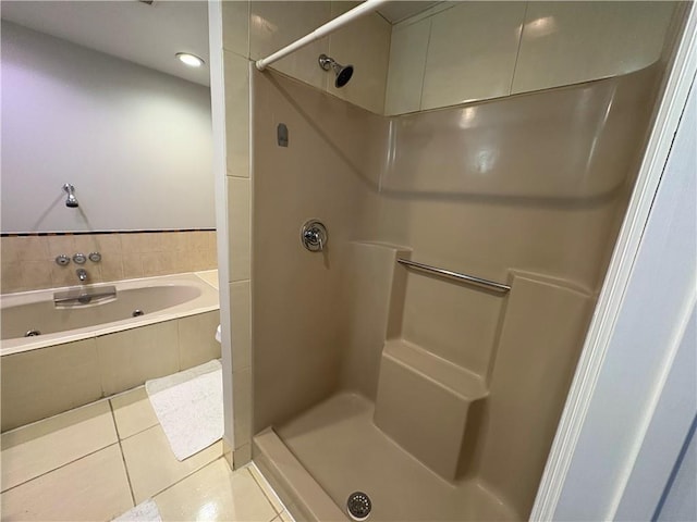 2807 Mcclave Dr, Doraville, GA 30340 - bathroom with tile patterned flooring, a shower, a bath, and recessed lighting
