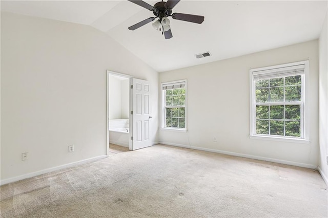 626 Pecan Knoll Dr Unit 13, Marietta, GA 30008 - unfurnished bedroom with vaulted ceiling, carpet floors, ensuite bath, and a ceiling fan