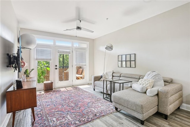 840 United Ave SE Unit 205, Atlanta, GA 30312 - living room featuring a ceiling fan and wood finished floors