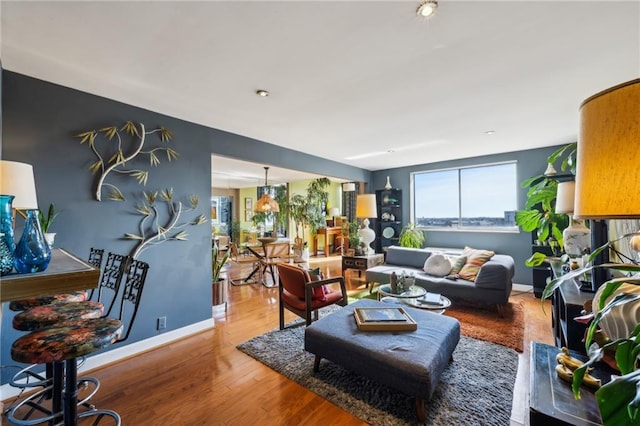 living room with wood-type flooring