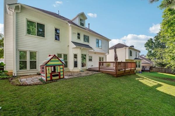 3272 Monarch Pine Dr, Peachtree Corners, GA 30071 - back of house featuring a wooden deck and a yard