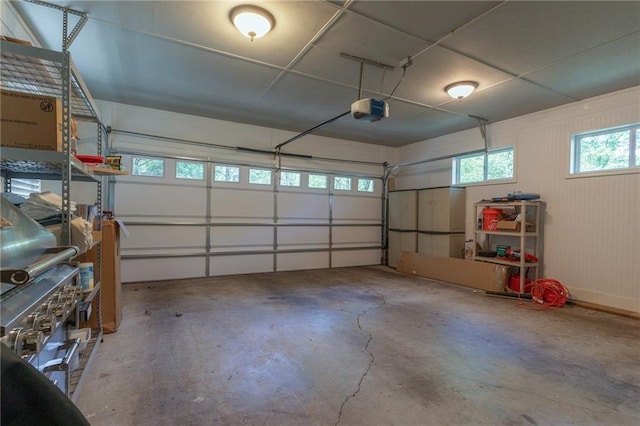 garage with a garage door opener