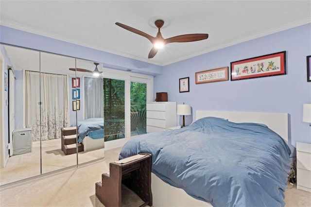 5400 Roswell Rd Apt L6, Sandy Springs, GA 30342 - bedroom with carpet flooring, ornamental molding, and ceiling fan