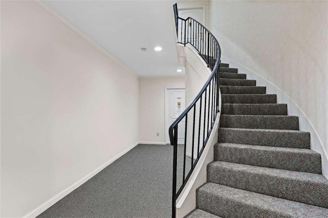 5400 Roswell Rd Apt L6, Sandy Springs, GA 30342 - staircase featuring carpet and recessed lighting
