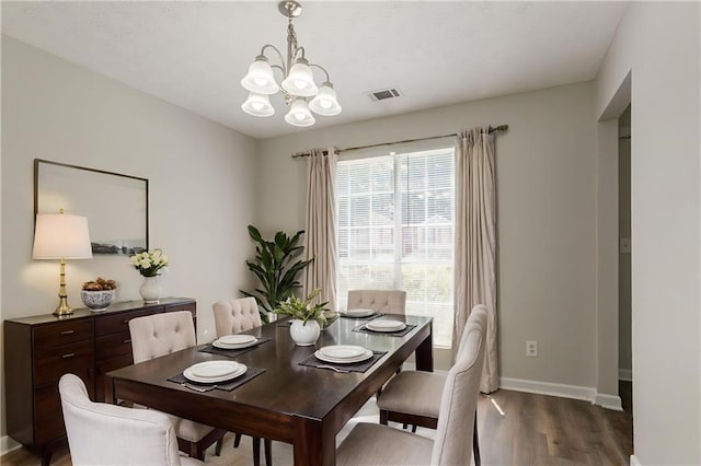 711 Ashley Ln, Stone Mountain, GA 30087 - dining area featuring a chandelier and dark wood-style flooring