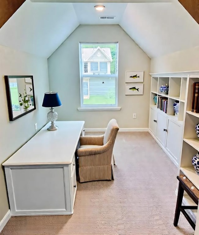 377 Fieldcrest Dr, Dallas, GA 30132 - office space featuring lofted ceiling, baseboards, and light colored carpet