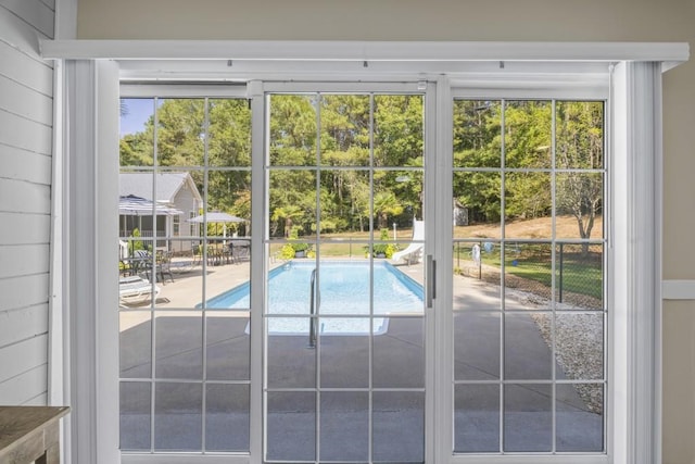 view of pool with a water slide