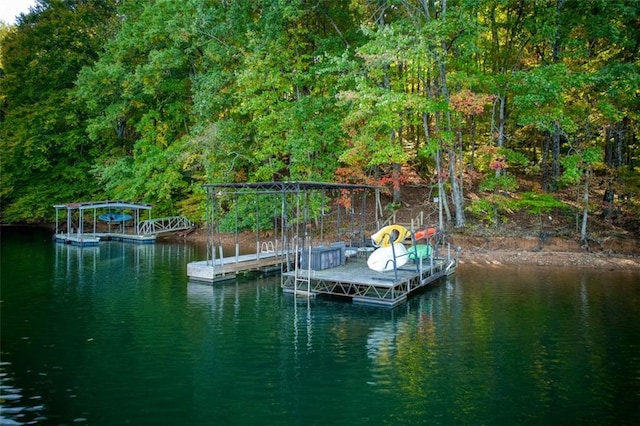 view of dock featuring a water view