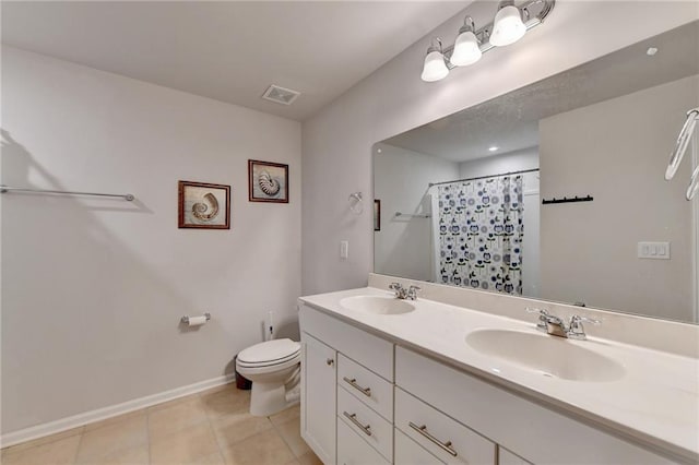 5452 Fountainhead Ln, Auburn, GA 30011 - bathroom with visible vents, a sink, tile patterned floors, and toilet