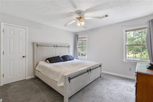 1433 Janice Ct SW, Lilburn, GA 30047 - bedroom with multiple windows, carpet flooring, a textured ceiling, and ceiling fan
