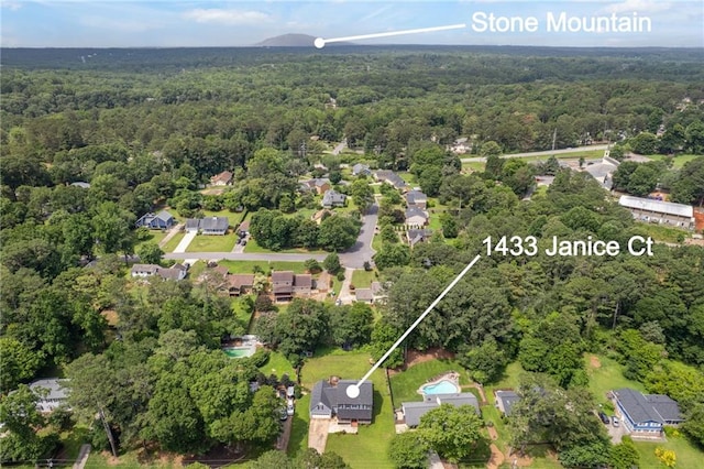 1433 Janice Ct SW, Lilburn, GA 30047 - aerial view of property's location with a heavily wooded area