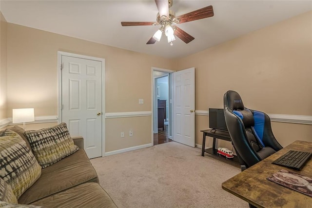 115 Oak Crest Ln, Dallas, GA 30132 - office featuring a ceiling fan, carpet, and baseboards