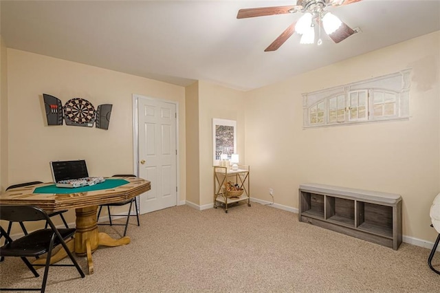 115 Oak Crest Ln, Dallas, GA 30132 - rec room with ceiling fan, carpet, and baseboards