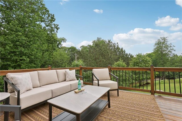 7540 Shadburn Ferry Rd, Cumming, GA 30041 - wooden terrace with an outdoor hangout area