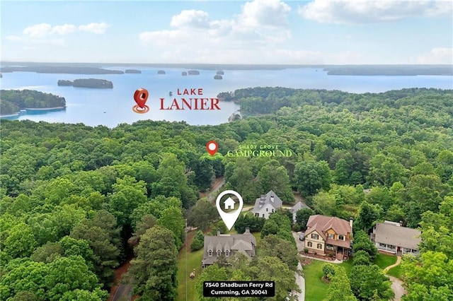 7540 Shadburn Ferry Rd, Cumming, GA 30041 - aerial view of a heavily wooded area and a nearby body of water
