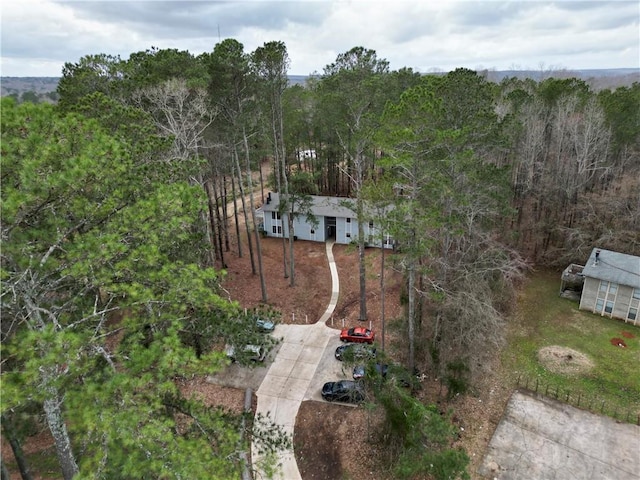 bird's eye view with a view of trees