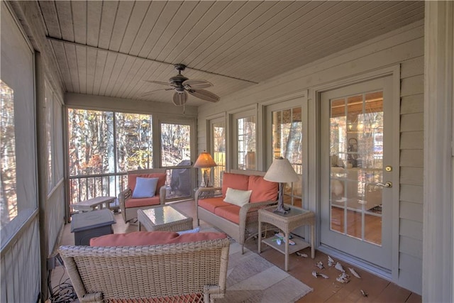 208 Trout Lily Trl, Big Canoe, GA 30143 - sunroom / solarium with healthy amount of natural light, a ceiling fan, and outdoor lounge area