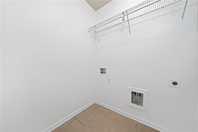 123 Meridian Dr, Woodstock, GA 30188 - washroom featuring hookup for an electric dryer, washer hookup, baseboards, and light tile patterned floors