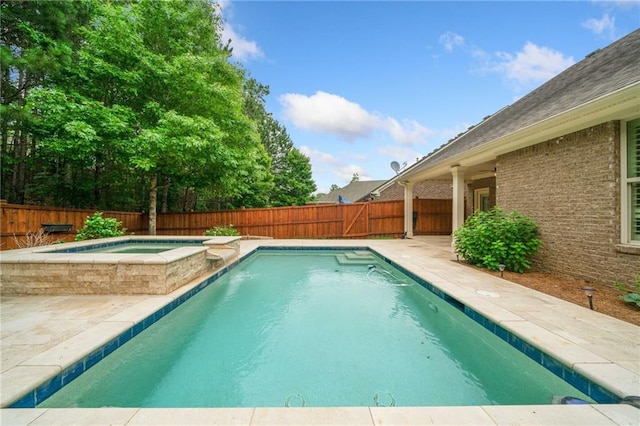123 Meridian Dr, Woodstock, GA 30188 - view of pool with an in-ground hot tub, a fenced backyard, and a patio