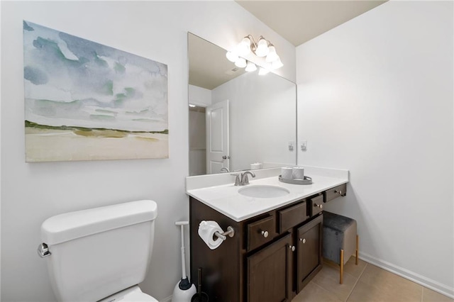 123 Meridian Dr, Woodstock, GA 30188 - bathroom featuring vanity, toilet, tile patterned floors, and baseboards