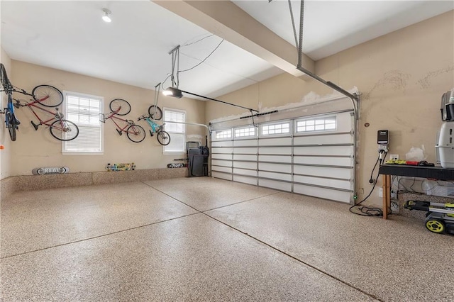 garage with a garage door opener