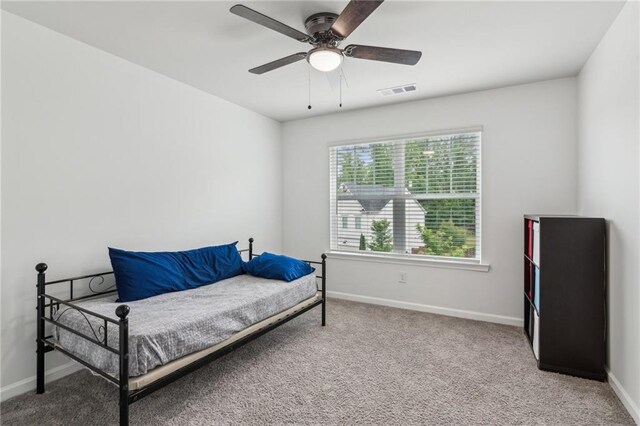 6360 Boulder Rdg, Cumming, GA 30028 - bedroom featuring carpet floors, baseboards, and a ceiling fan
