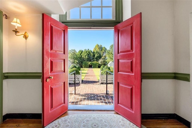 entrance foyer with hardwood / wood-style flooring