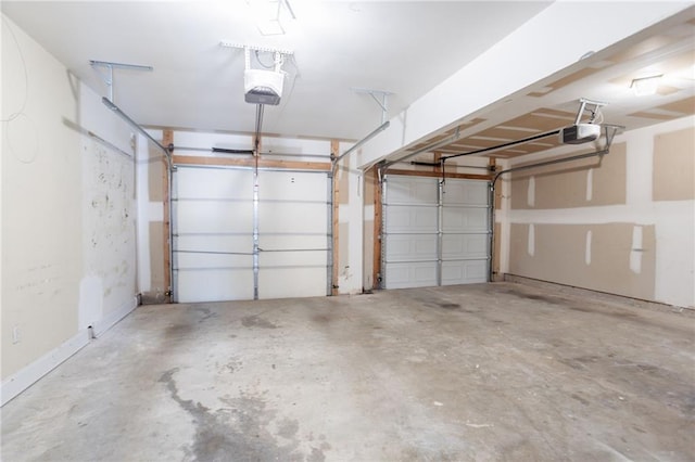 garage with a garage door opener