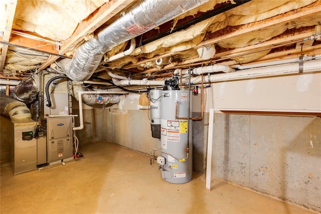 utilities with gas water heater and heating unit